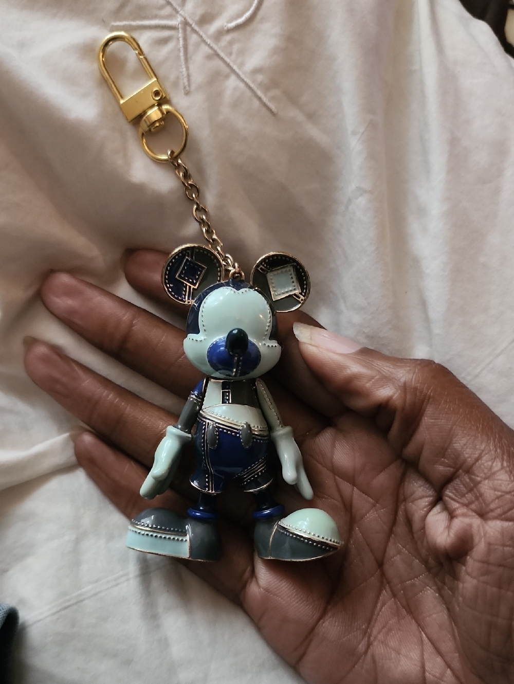 BaubleBar Mickey Mouse Key & Card Holder Charm in Navy Blue and Light Mint